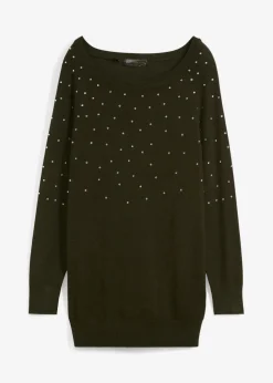 Damen bonprix Bekleidung·Umstandsmode|Pullover & Strickjacken|Long-Pullover mit Glitzersteinen