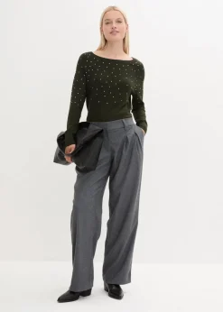Damen bonprix Bekleidung·Umstandsmode|Pullover & Strickjacken|Long-Pullover mit Glitzersteinen