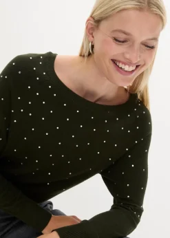 Damen bonprix Bekleidung·Umstandsmode|Pullover & Strickjacken|Long-Pullover mit Glitzersteinen