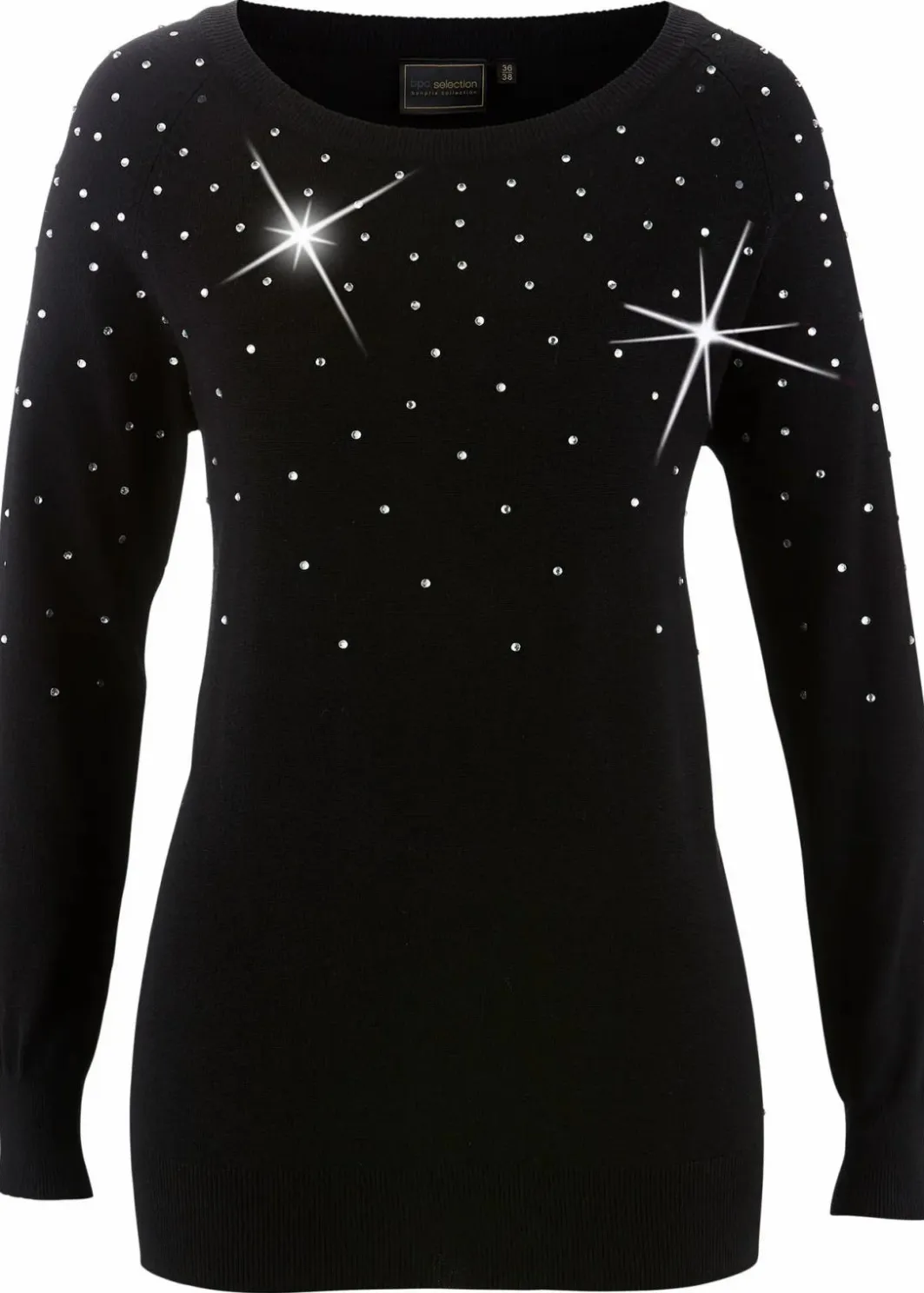 Damen bonprix Bekleidung·Umstandsmode|Pullover & Strickjacken|Long-Pullover mit Glitzersteinen