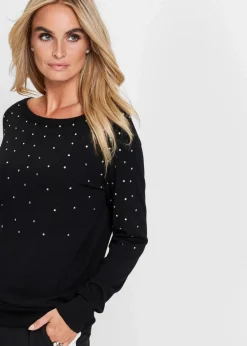 Damen bonprix Bekleidung·Umstandsmode|Pullover & Strickjacken|Long-Pullover mit Glitzersteinen