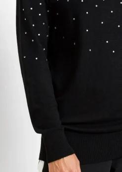 Damen bonprix Bekleidung·Umstandsmode|Pullover & Strickjacken|Long-Pullover mit Glitzersteinen
