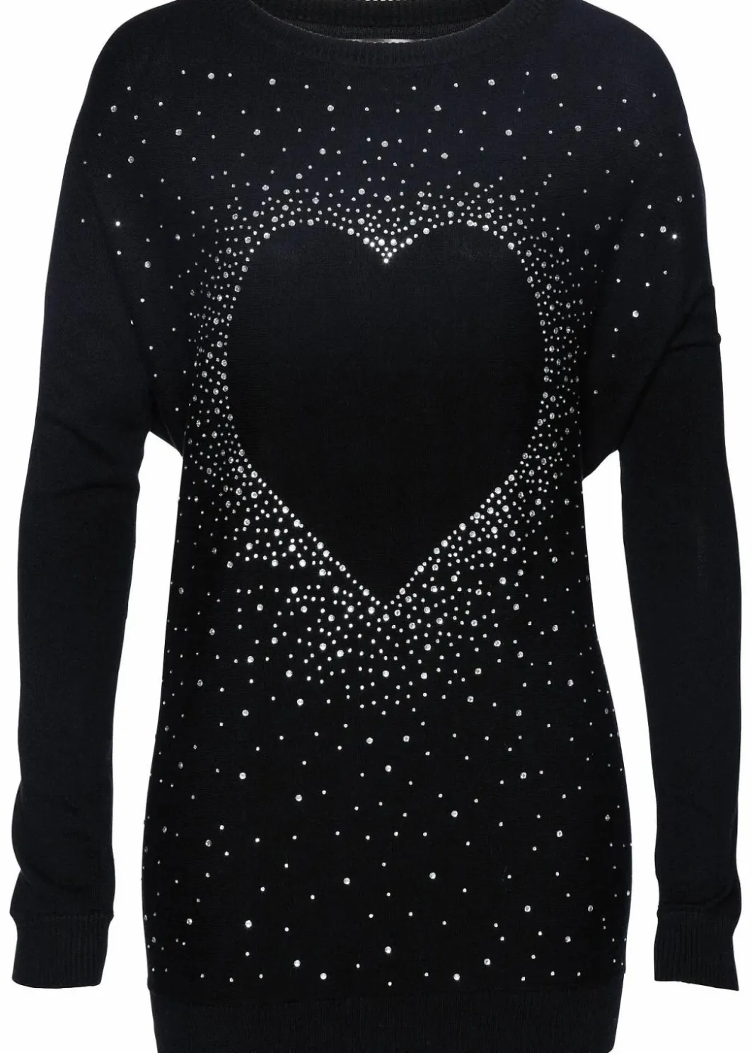 Damen bonprix Bekleidung·Umstandsmode|Bekleidung·Jeans|Longpullover mit Herz-Dekostein-Applikation