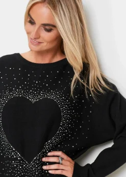 Damen bonprix Bekleidung·Umstandsmode|Bekleidung·Jeans|Longpullover mit Herz-Dekostein-Applikation