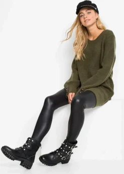 Damen bonprix Pullover & Strickjacken|Bekleidung·Jeans|Longpullover mit Knöpfen