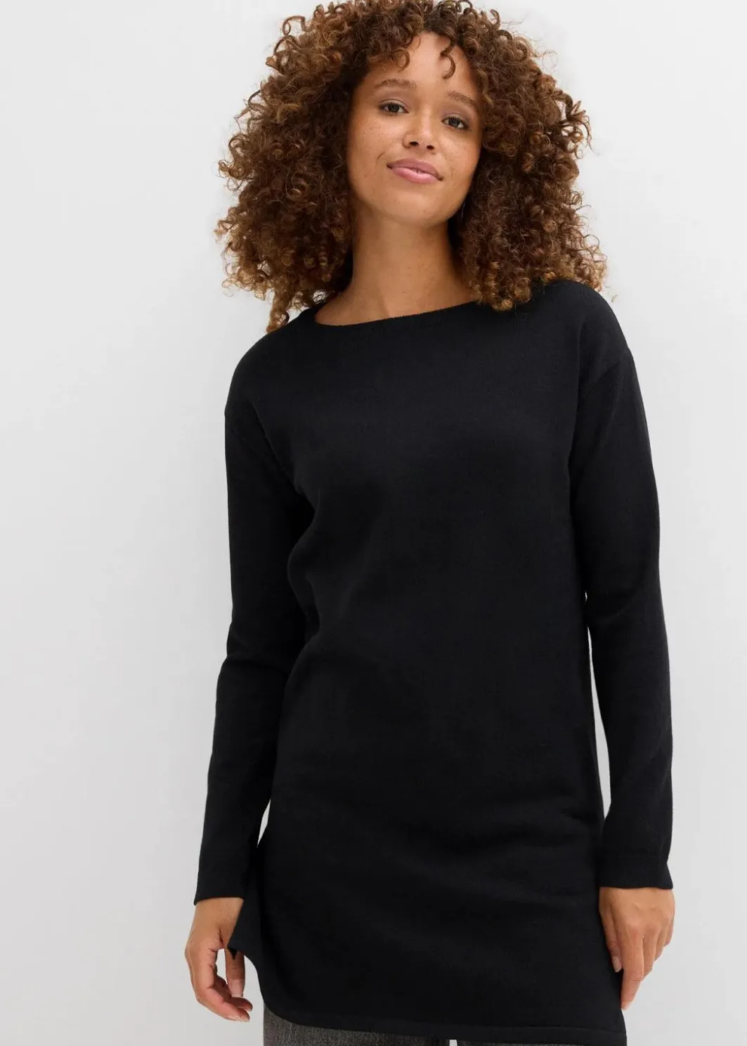 Damen bonprix Strickmode|Pullover & Strickjacken|Longpullover mit recycelter Baumwolle
