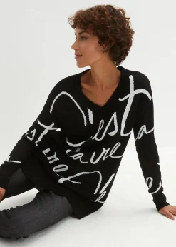Outlet Longpullover mit Schriftzug Damen Bekleidung·Umstandsmode|Bekleidung·Jeans