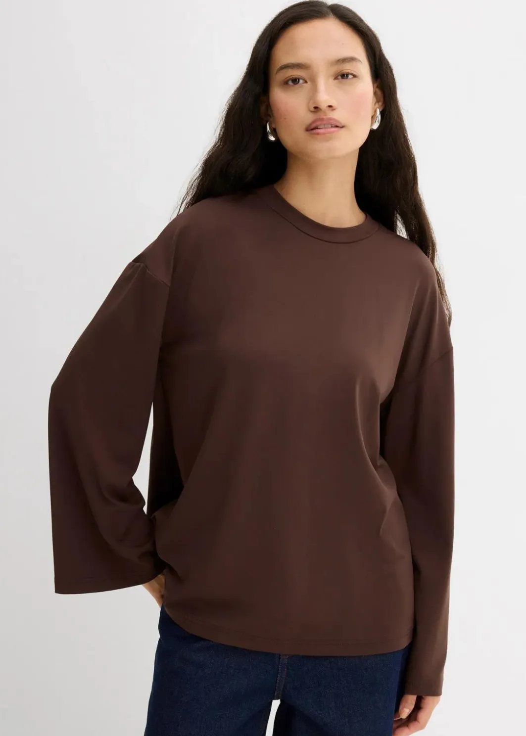 Damen bonprix Shirts & Tops|Longshirt aus fließender Qualität