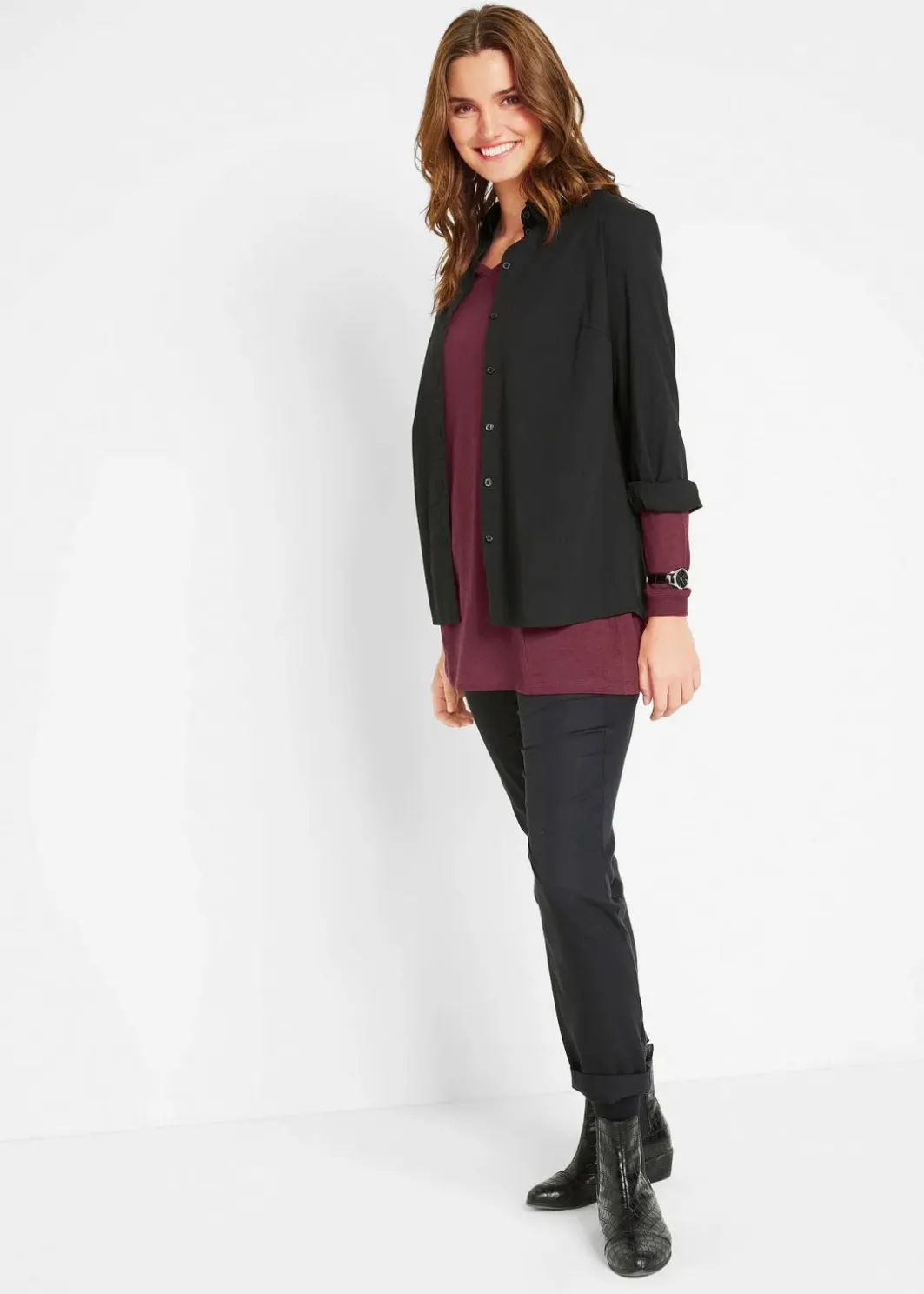 Discount Longshirt aus reiner Baumwolle Damen Shirts & Tops