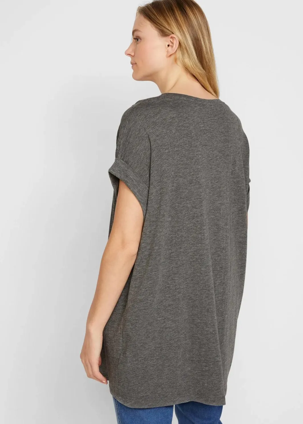 Damen bonprix Shirts & Tops|Basics|Longshirt aus reiner Bio-Baumwolle (2er Pack)