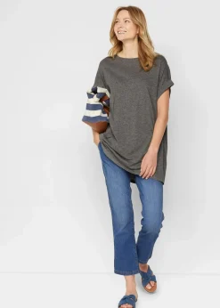 Damen bonprix Shirts & Tops|Basics|Longshirt aus reiner Bio-Baumwolle (2er Pack)