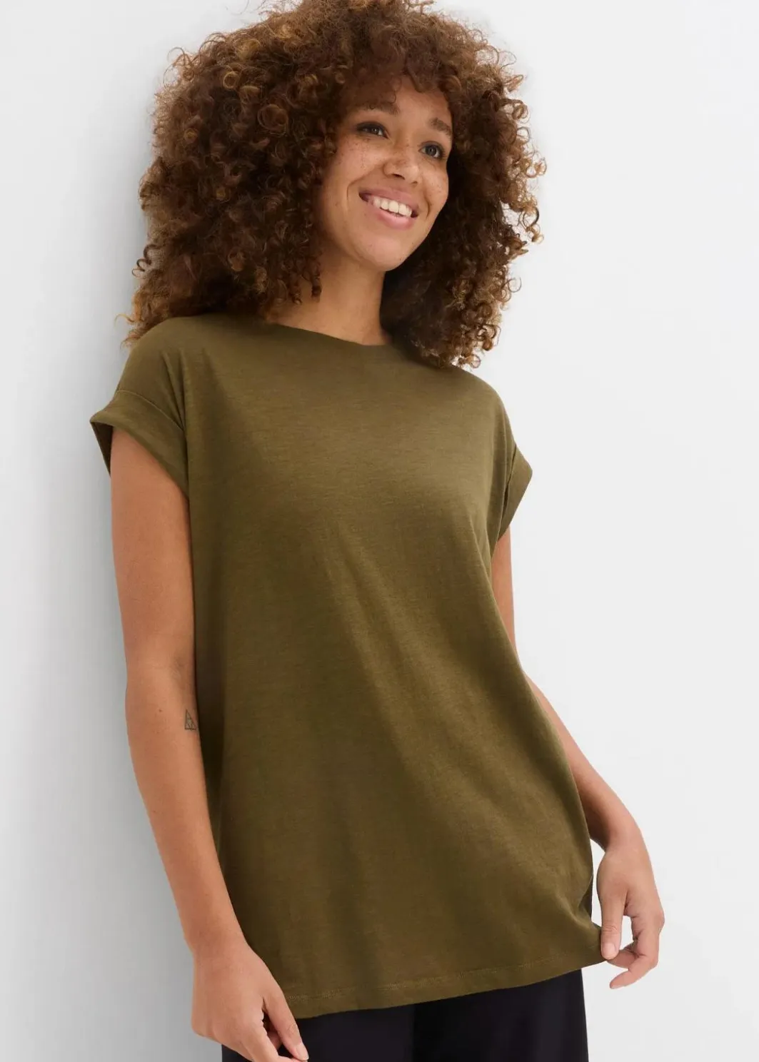 Damen bonprix Bekleidung·Röcke|Nachhaltigere Materialien|Longshirt aus reiner Bio-Baumwolle (2er Pack)