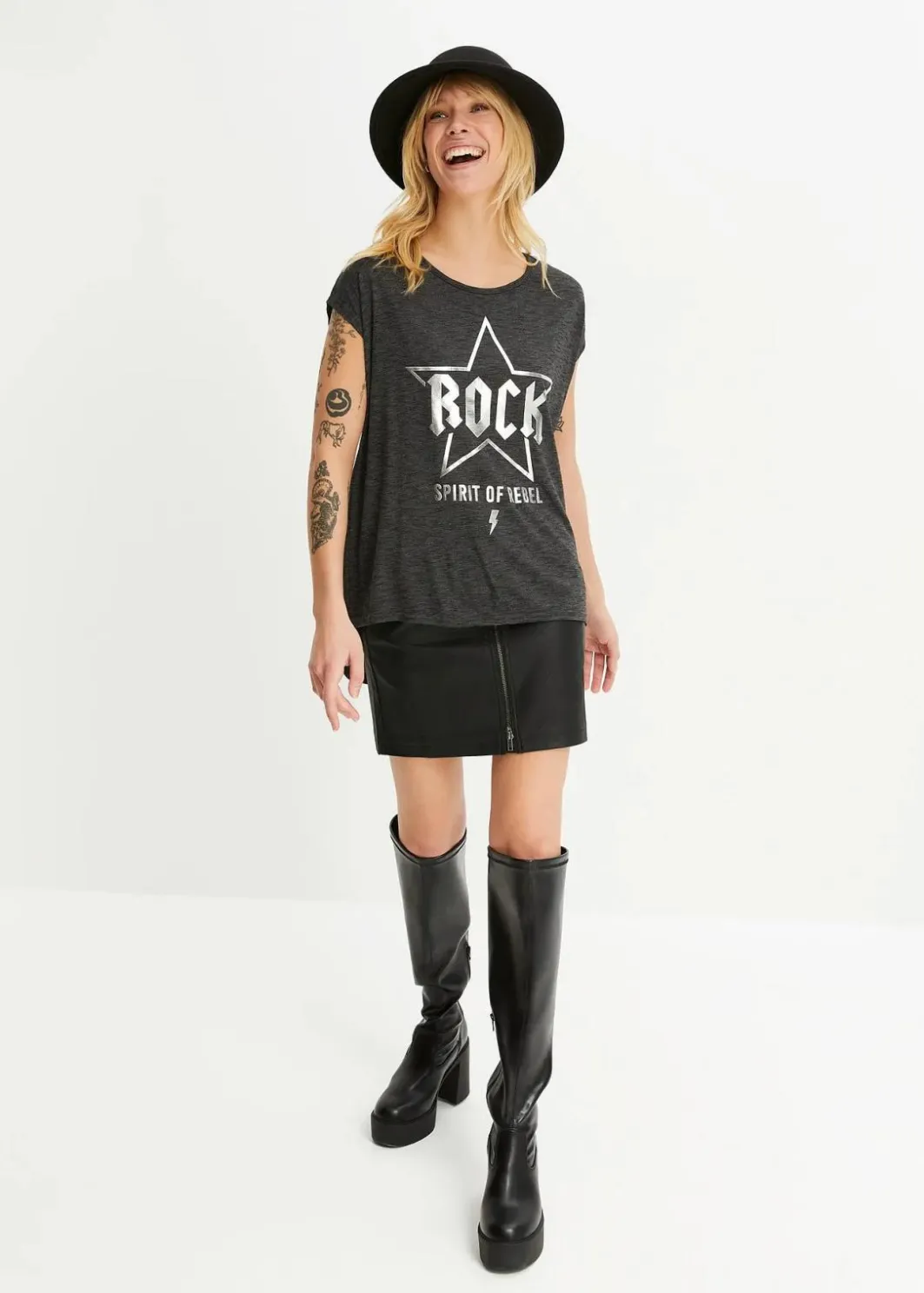 Damen bonprix Shirts & Tops|Longshirt aus softem Viskose-Mix