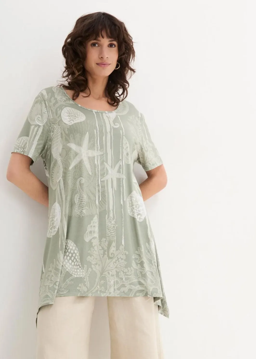 Damen bonprix Shirts & Tops|Longshirt aus softem Viskose-Mix