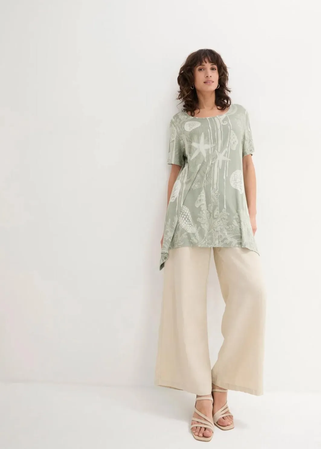 Damen bonprix Shirts & Tops|Longshirt aus softem Viskose-Mix