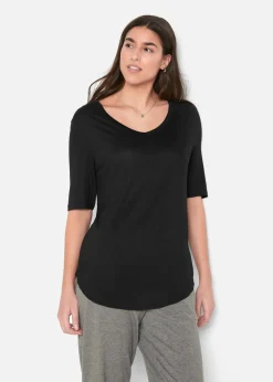Damen bonprix Nachhaltigere Materialien|Shirts & Tops|Longshirt aus softer Viskose, 2er-Pack