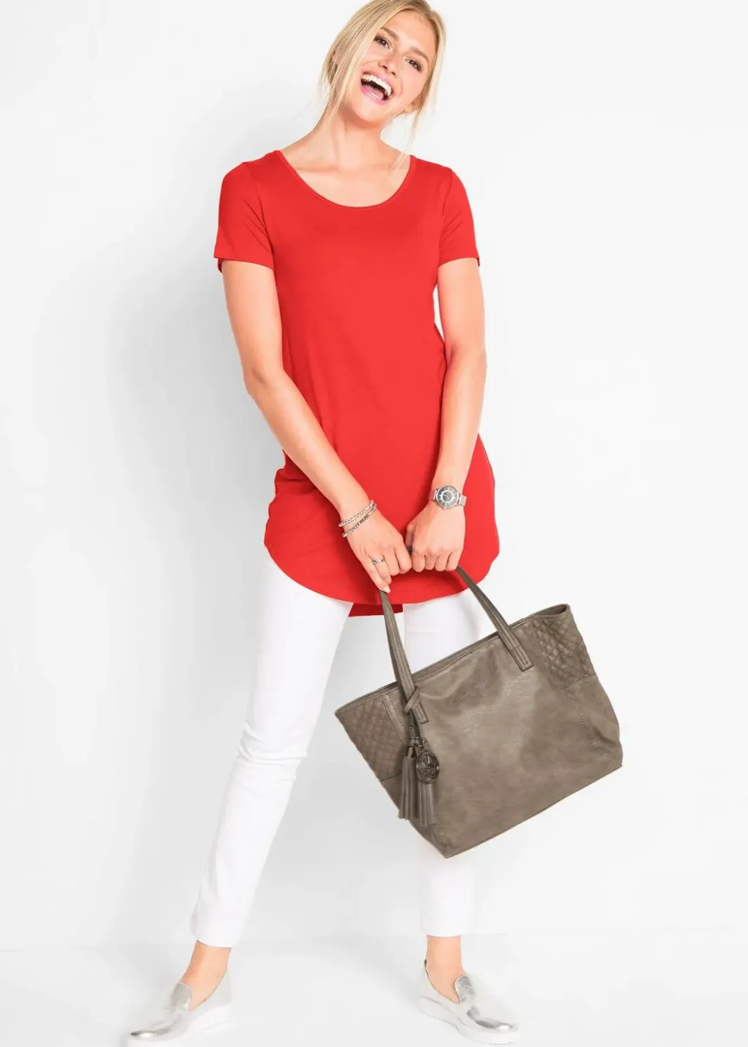 Damen bonprix Shirts & Tops|Basics|Longshirt aus softer Viskose