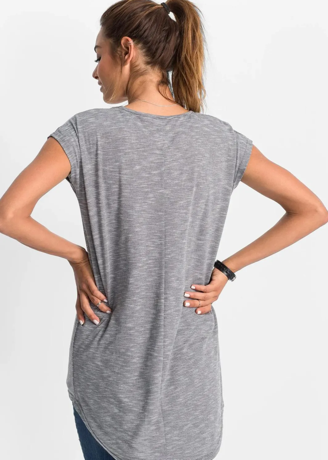 Damen bonprix Shirts & Tops|Longshirt aus Viskose-Mischung