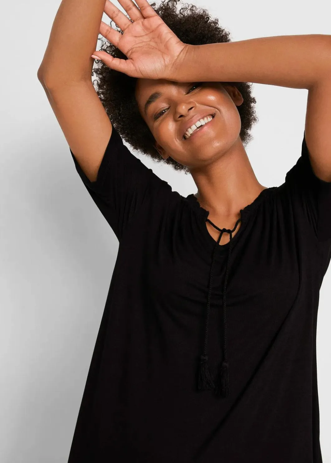 Damen bonprix Nachhaltigere Materialien|Shirts & Tops|Longshirt aus Viskose-Mix