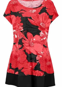 Damen bonprix Shirts & Tops|Long-Shirt mit Chiffon