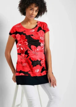 Damen bonprix Shirts & Tops|Long-Shirt mit Chiffon