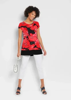 Damen bonprix Shirts & Tops|Long-Shirt mit Chiffon