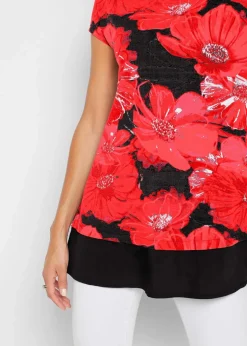Damen bonprix Shirts & Tops|Long-Shirt mit Chiffon