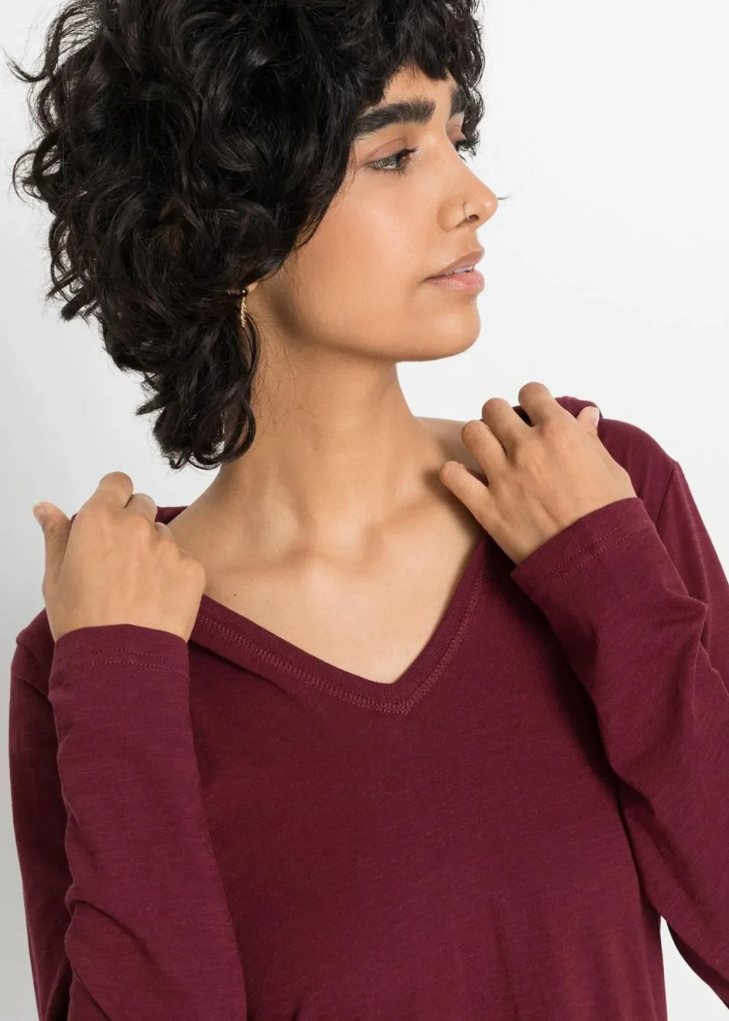 Damen bonprix Shirts & Tops|Longshirt mit Kapuze