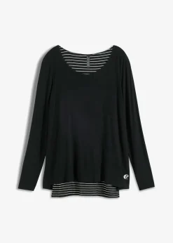 Damen bonprix Nachhaltigere Materialien|Shirts & Tops|Longshirt mit Langarm doppellagig