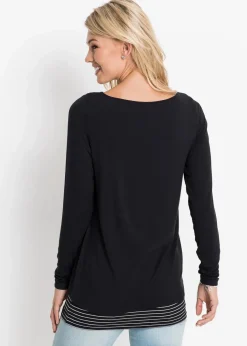 Damen bonprix Nachhaltigere Materialien|Shirts & Tops|Longshirt mit Langarm doppellagig