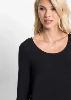 Damen bonprix Nachhaltigere Materialien|Shirts & Tops|Longshirt mit Langarm doppellagig