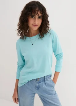 Damen bonprix Shirts & Tops|Basics|Longshirt mit Rundhalsausschnitt, Langarm (5er Pack)