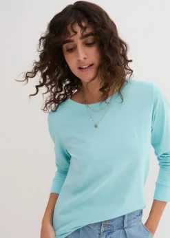 Damen bonprix Shirts & Tops|Basics|Longshirt mit Rundhalsausschnitt, Langarm (5er Pack)