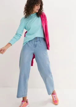 Damen bonprix Shirts & Tops|Basics|Longshirt mit Rundhalsausschnitt, Langarm (5er Pack)