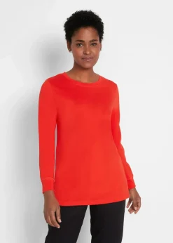 Damen bonprix Shirts & Tops|Basics|Longshirt mit Rundhalsausschnitt, Langarm (5er Pack)