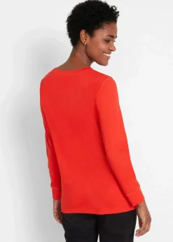 Damen bonprix Shirts & Tops|Basics|Longshirt mit Rundhalsausschnitt, Langarm (5er Pack)