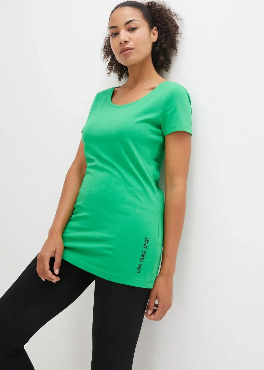 Damen bonprix Shirts & Tops|Longshirt mit Schriftzug (2er Pack)