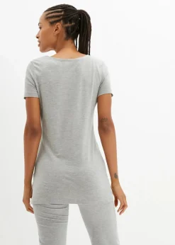 Damen bonprix Shirts & Tops|Longshirt mit Schriftzug (2er Pack)
