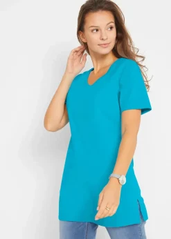 Discount Longshirt mit V-Ausschnitt (2er Pack) Damen Basics|Bekleidung·Röcke