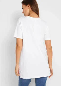 Damen bonprix Basics|Bekleidung·Röcke|Longshirt mit V-Ausschnitt (2er Pack)