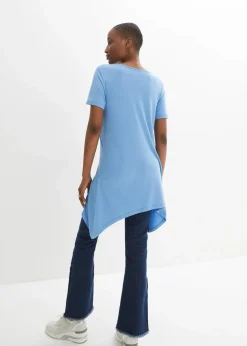 Damen bonprix Shirts & Tops|Longshirt mit Zipfel und Schmetterlingsmuster