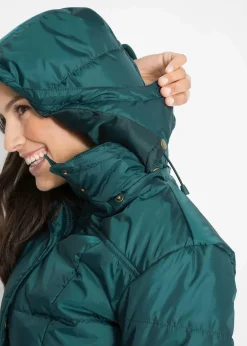 Damen bonprix Jacken & Mäntel|Bekleidung·Hosen|Long-Steppjacke, wattiert mit Kragen und Kapuze