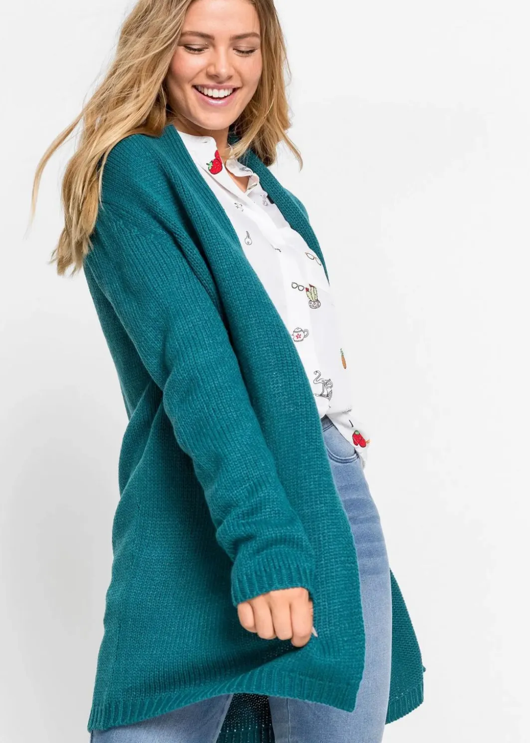 Hot Longstrickjacke Damen Bekleidung·Umstandsmode|Strickmode