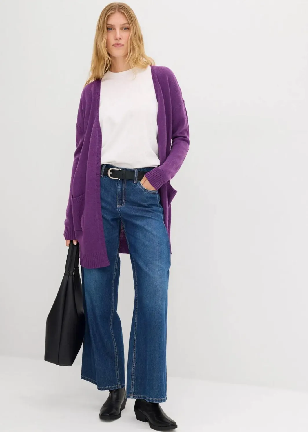 Damen bonprix Pullover & Strickjacken|Basics|Longstrickjacke