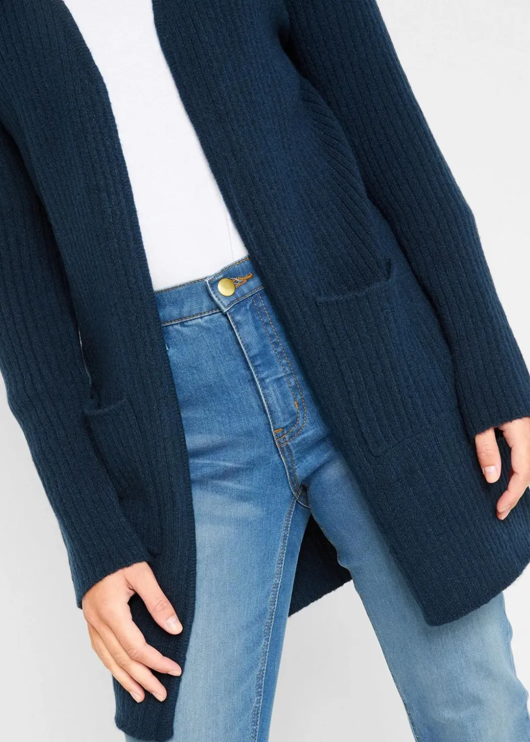 Longstrickjacke in breiter Rippenstruktur Damen Strickmode|Pullover & Strickjacken