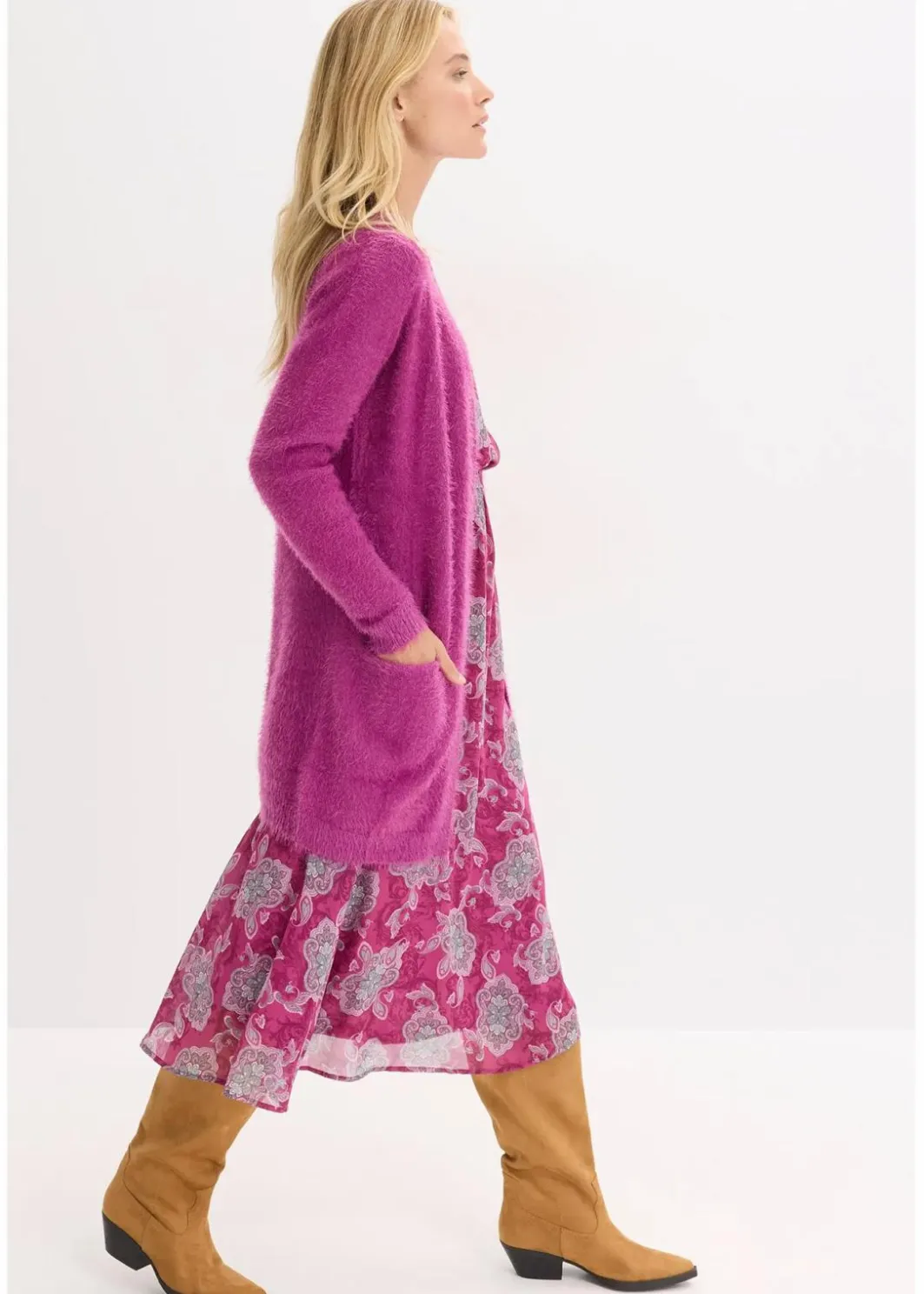 Damen bonprix Bekleidung·Umstandsmode|Strickmode|Longstrickjacke in Flauschoptik