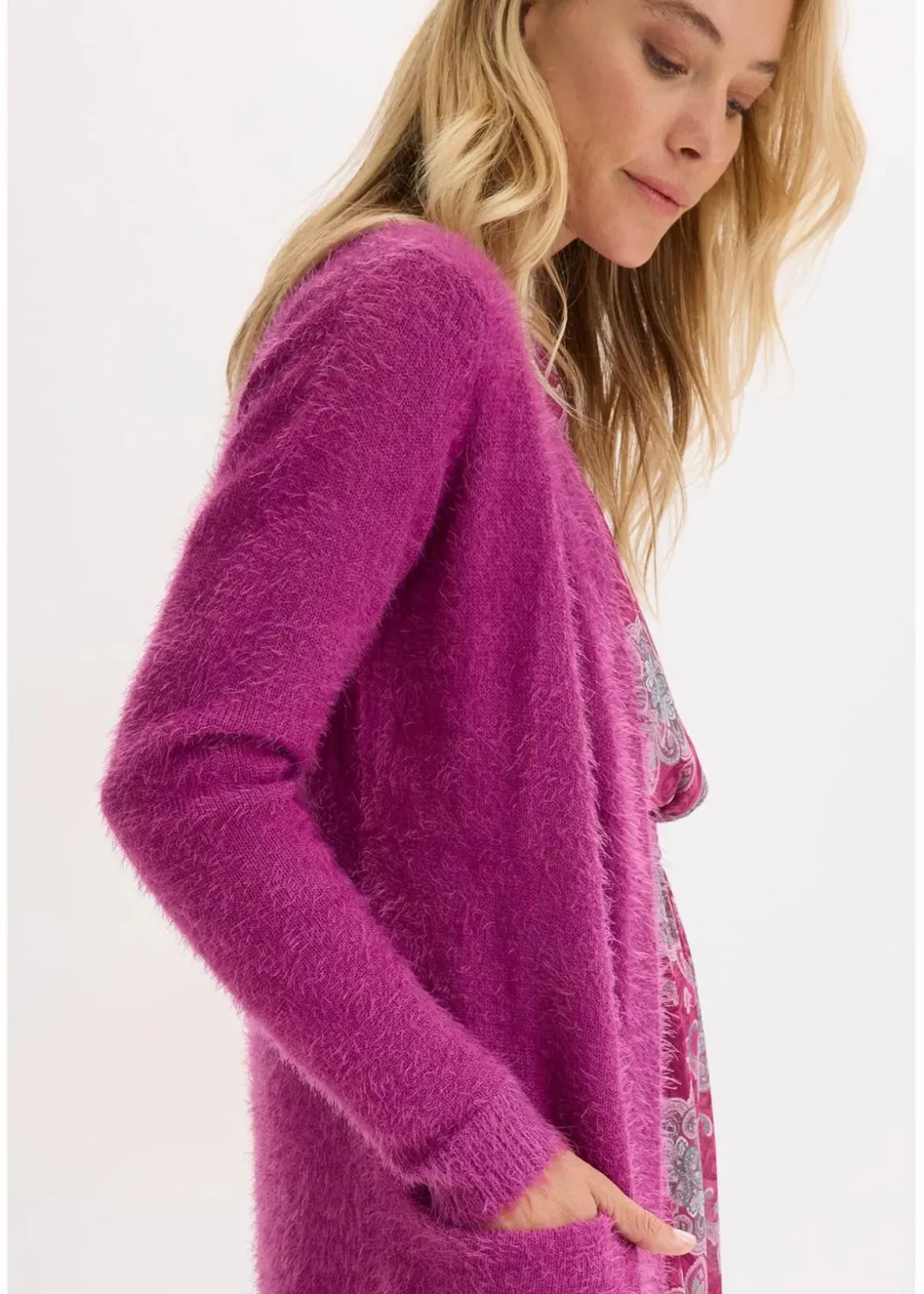 Damen bonprix Bekleidung·Umstandsmode|Strickmode|Longstrickjacke in Flauschoptik