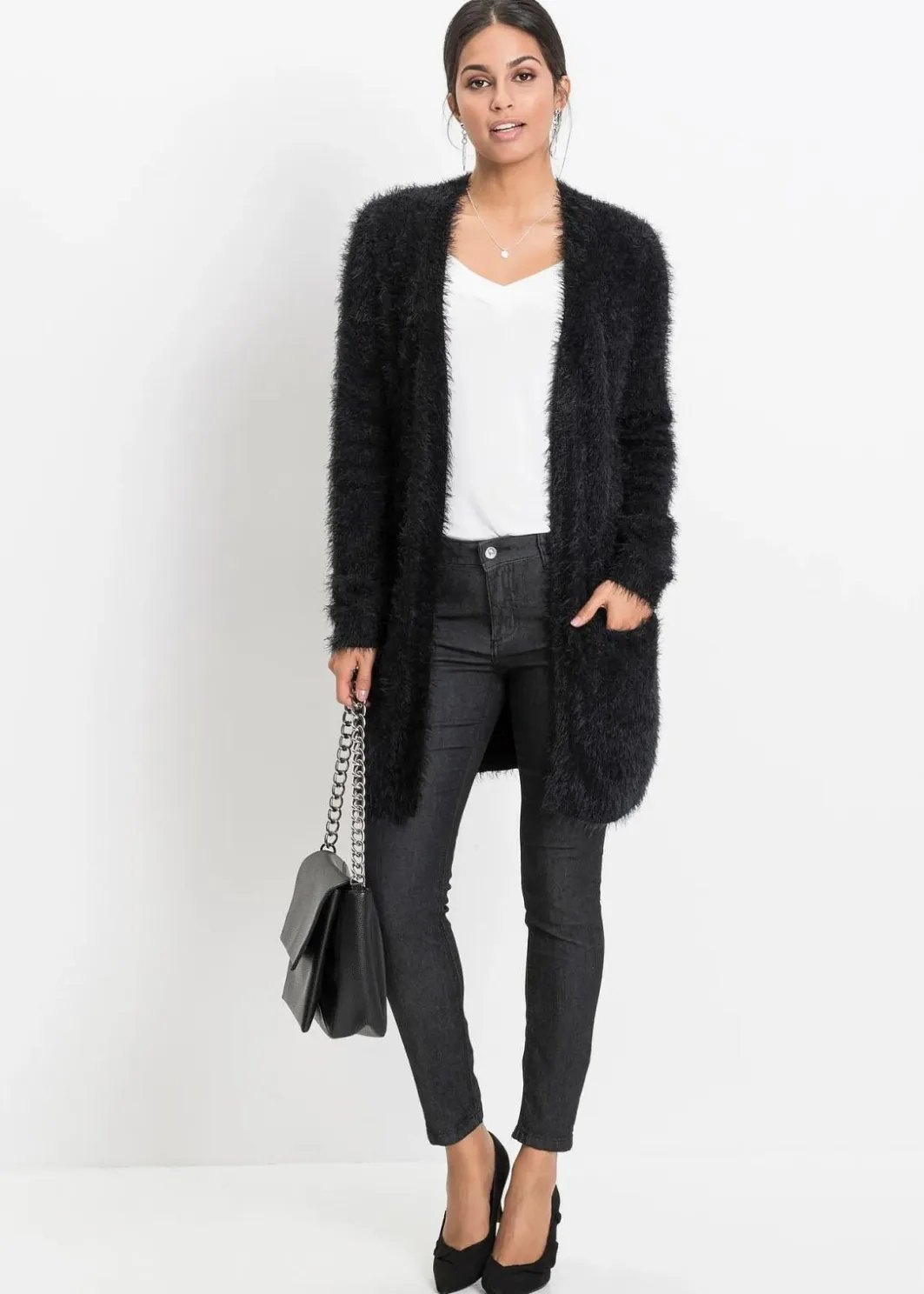 Sale Longstrickjacke in Flauschoptik Damen Bekleidung·Umstandsmode|Strickmode