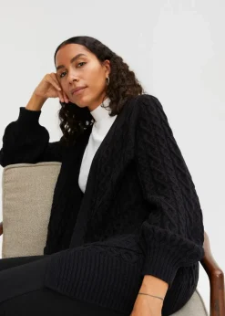 Online Longstrickjacke mit Ballonärmeln Damen Pullover & Strickjacken|Strickmode