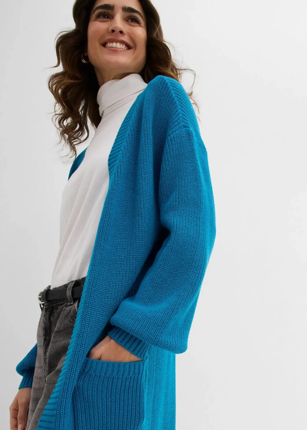 Damen bonprix Bekleidung·Umstandsmode|Strickmode|Longstrickjacke mit überschnittener Schulter